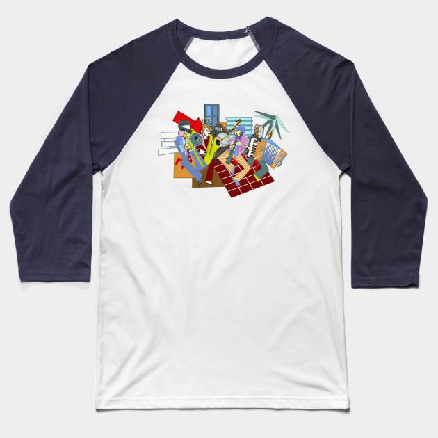 New Orleans Street Jazz Baseball T-Shirt by Seventoes